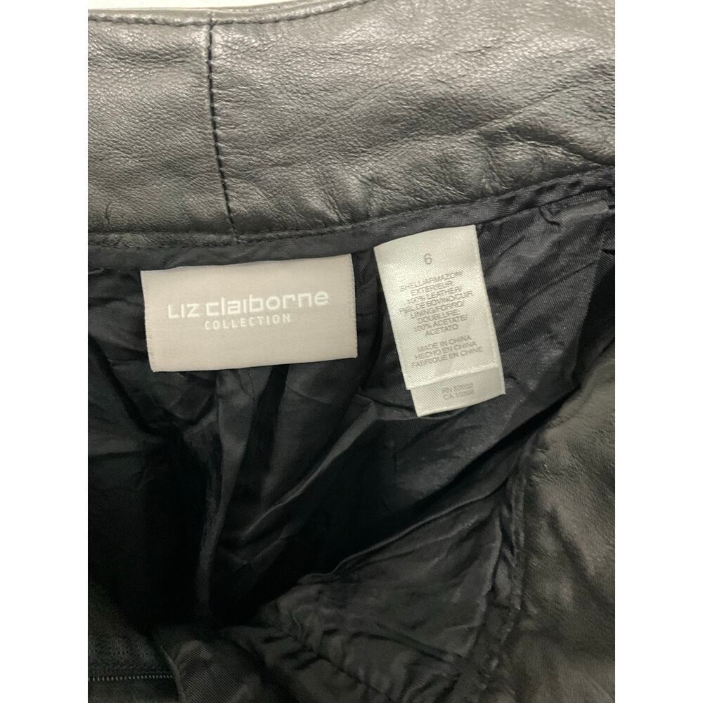 VTG Liz Claiborne Black Leather Riding Pants Size 6 Small Straight Leg - Picture 6 of 6